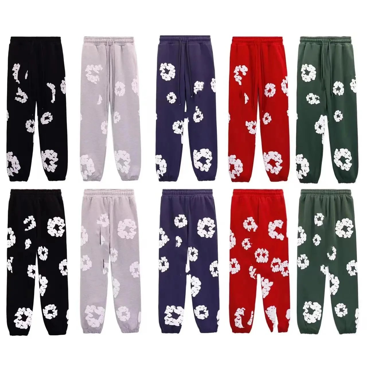 Design Floral Print Gray Hoodie and Sweatpants Set - 5