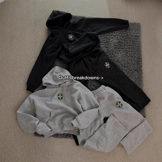 Embroidered autumn and winter trendy brand fashionable pullover print long sleeved hooded sweatshirt set for men's casual versatile jacket trend WhatsApp: 86 19324419867