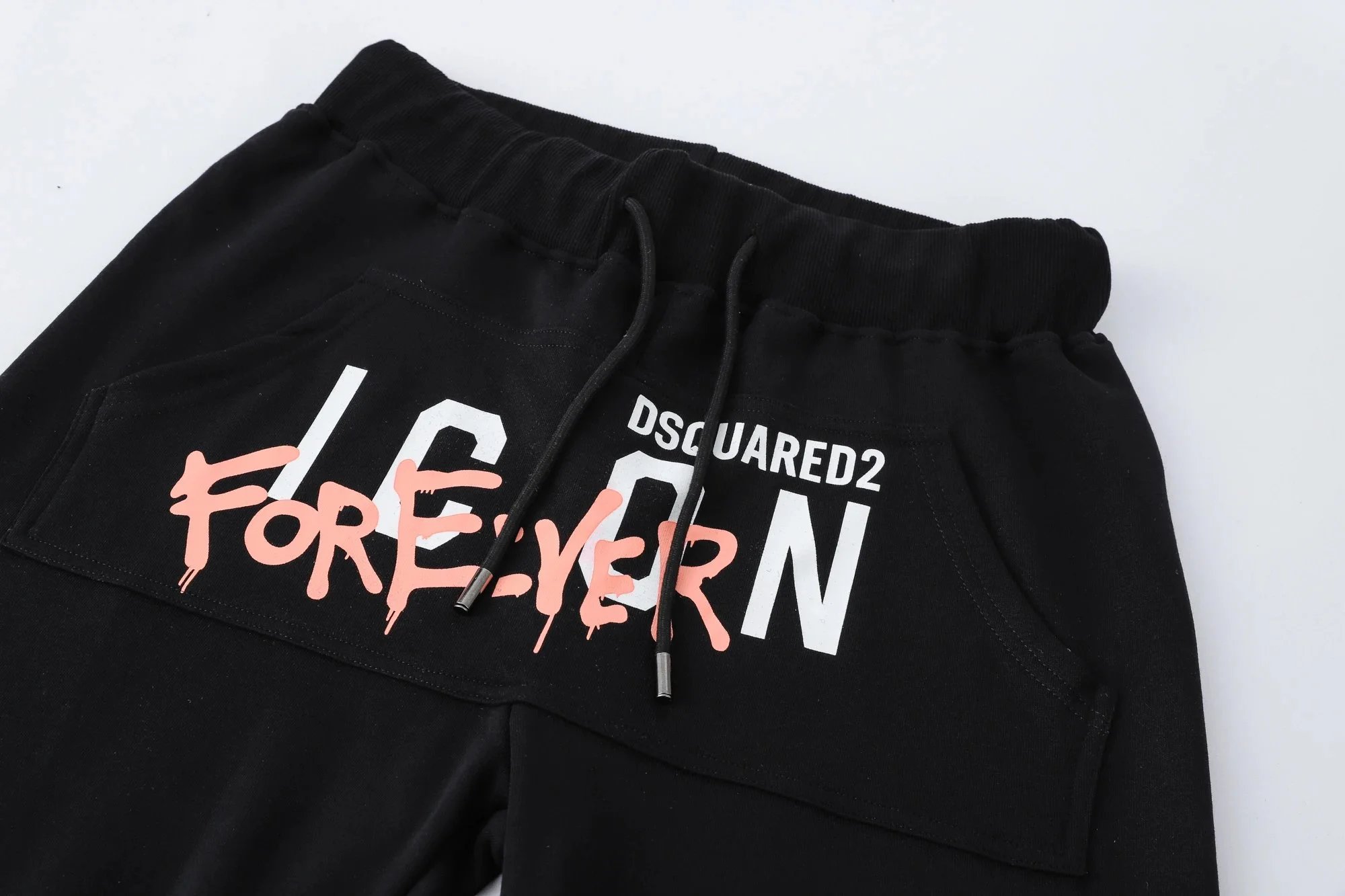 DSQUARED2 Trousers Black drawstring jogger sweatpants with ICON and logo prints image 11