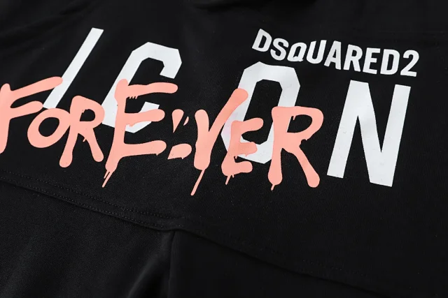 DSQUARED2 Trousers Black drawstring jogger sweatpants with ICON and logo prints product detail image 9