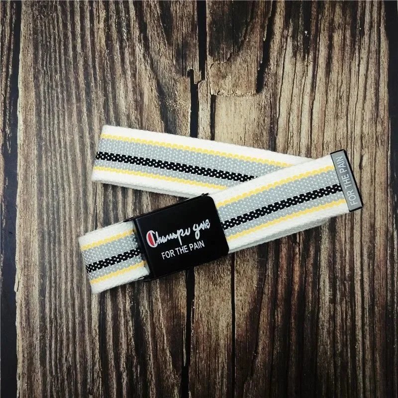Champion x For The Pain Striped Canvas Belt White/Gray/Yellow