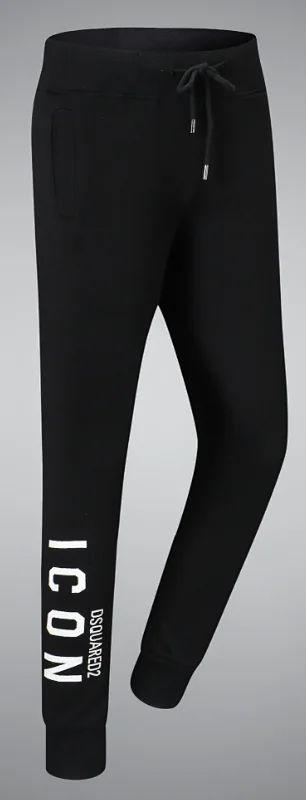 DSQUARED2 Trousers Black drawstring jogger sweatpants with ICON and logo prints product detail image 5