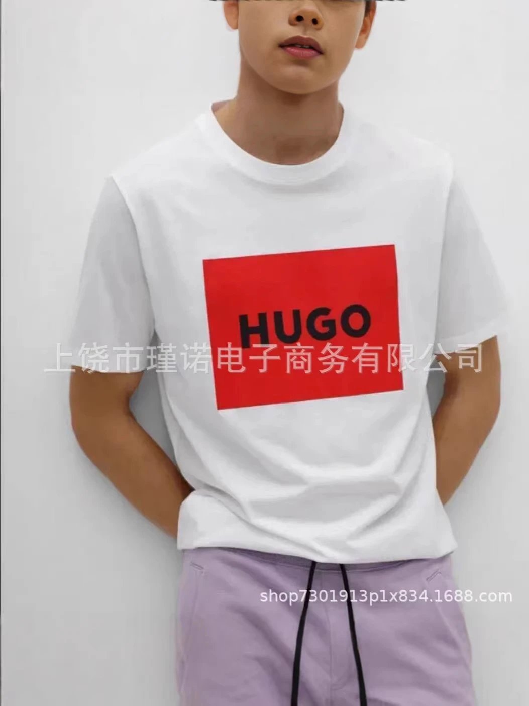 HUGO 雨果博斯 短袖T恤衫025新款印短袖t恤衫潮男外贸纯棉跨境 2