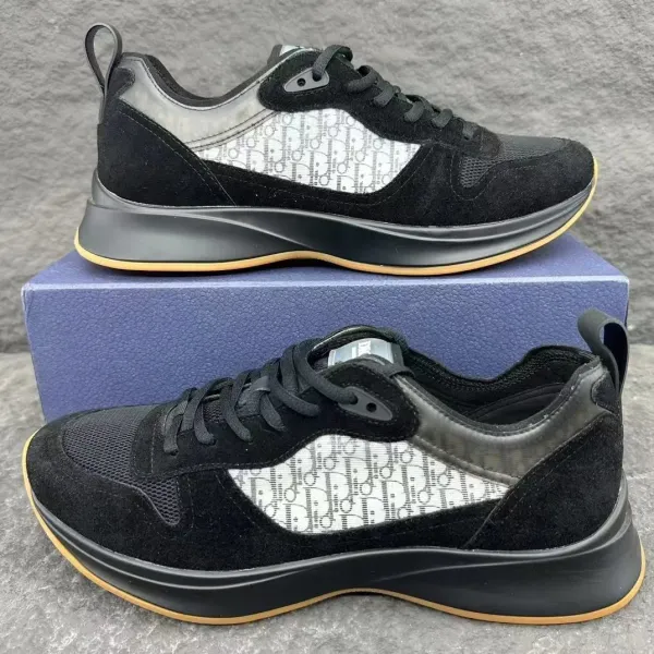Dior B23 Oblique Black Suede Sneakers - 1