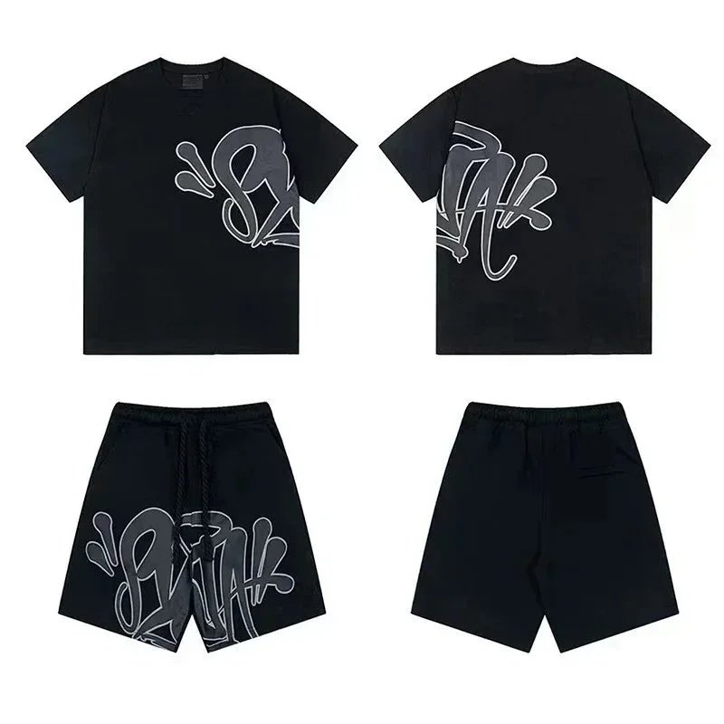 Graffiti Print T-Shirt And Shorts Set Multicolor Streetwear