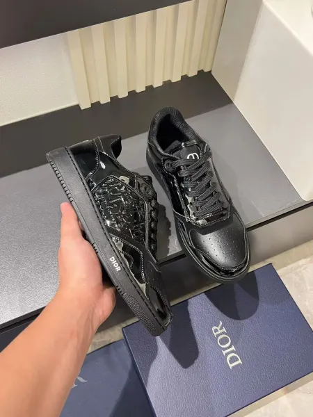 Dior B23 Patent Leather Black Sneakers - 1