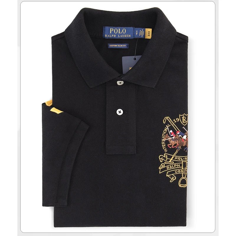 Ralph Lauren Polo Custom Fit Black Embroidered Crest Polo - 17