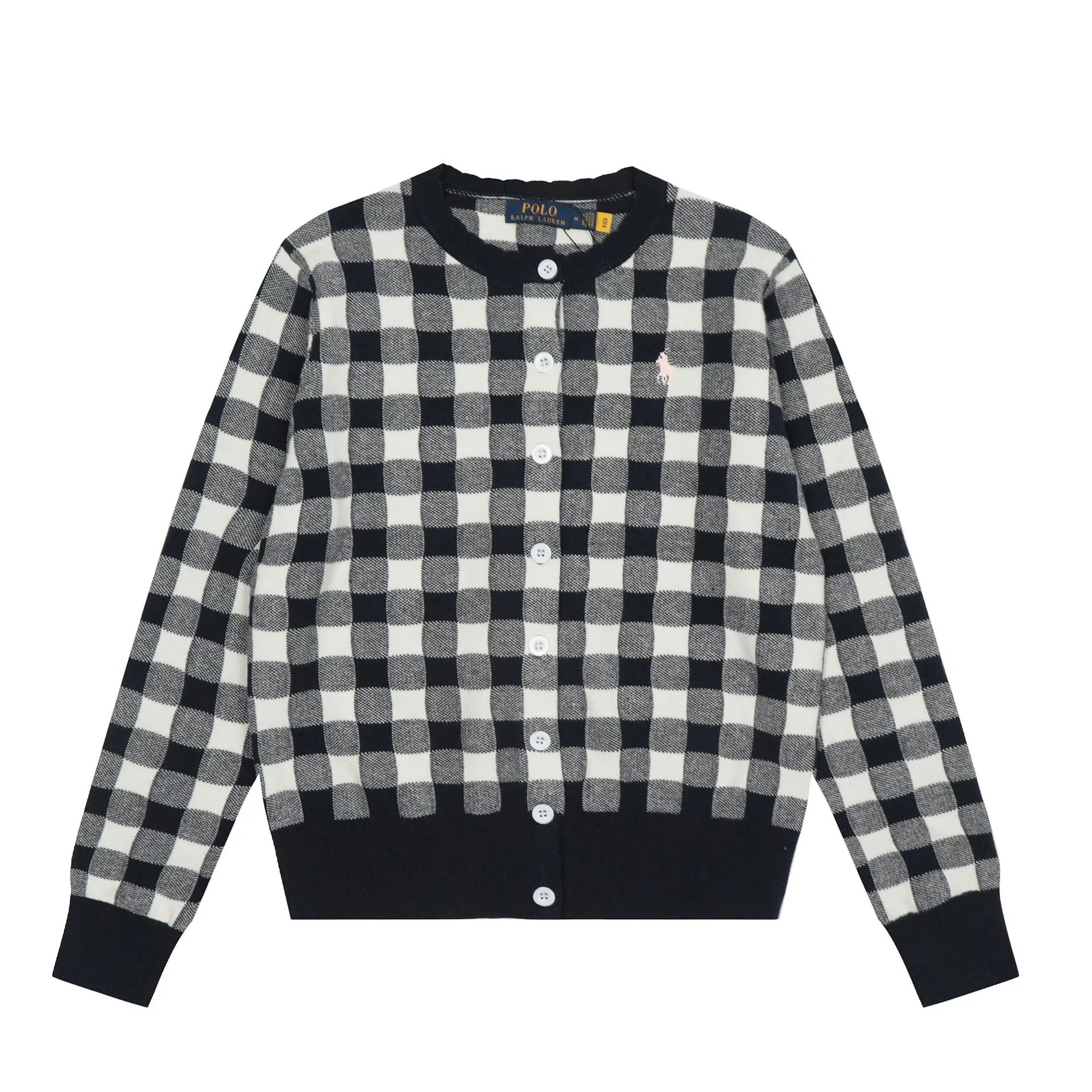 Embroidered Plaid Knit Cardigan photo 2