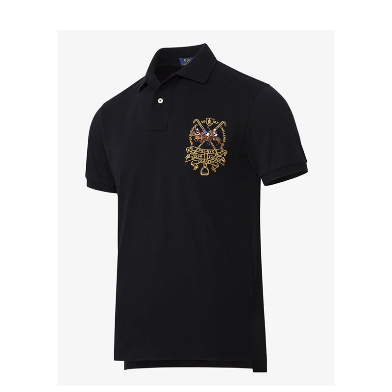 Ralph Lauren Polo Custom Fit Black Embroidered Crest Polo - 10