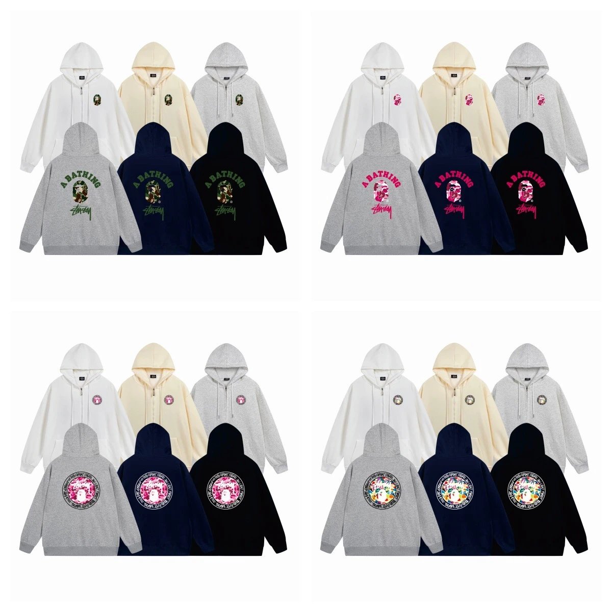 Stussy Letter Print Zip Hoodie