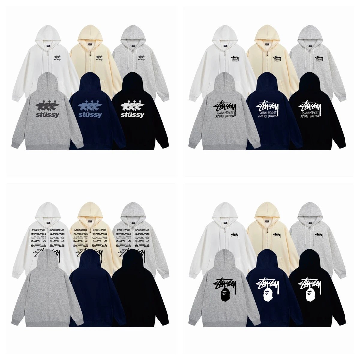 Stussy Letter Sherpa Zip Hoodie