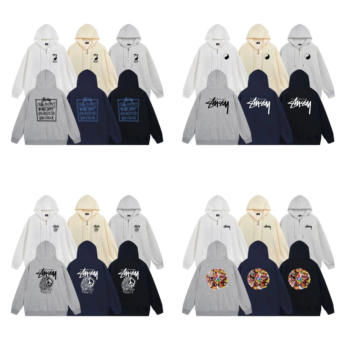 Stussy Letter Hoodie with Zipper