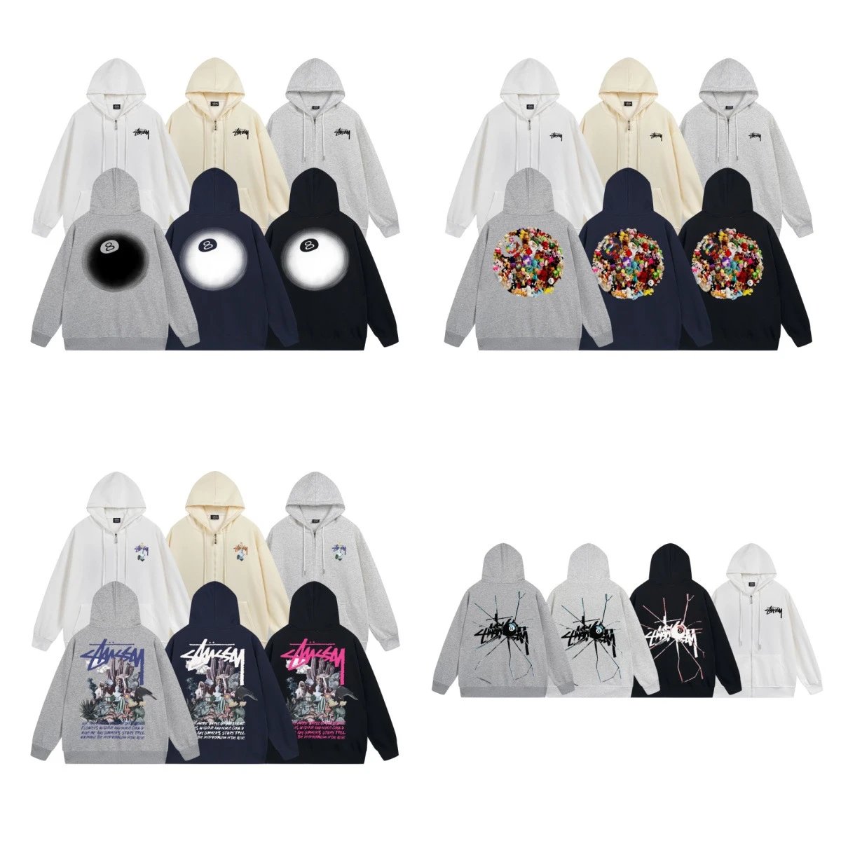 Stussy Letter Hoodie with Zipper