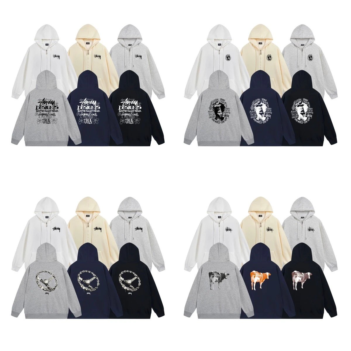 Stussy Letter Hoodie with Zipper
