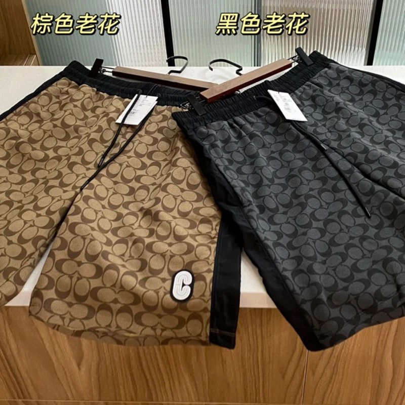 （BestQua&hellip;）2025夏季新款ch满印老花拼接皮标休闲宽松复古男女短裤五分裤 - 133780