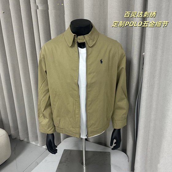 (BestQua...) Cross-border Bestseller RL American Pony Embroidered Classic Vintage Turn-down Collar Jacket Retro Casual Outerwear for Men and Women
