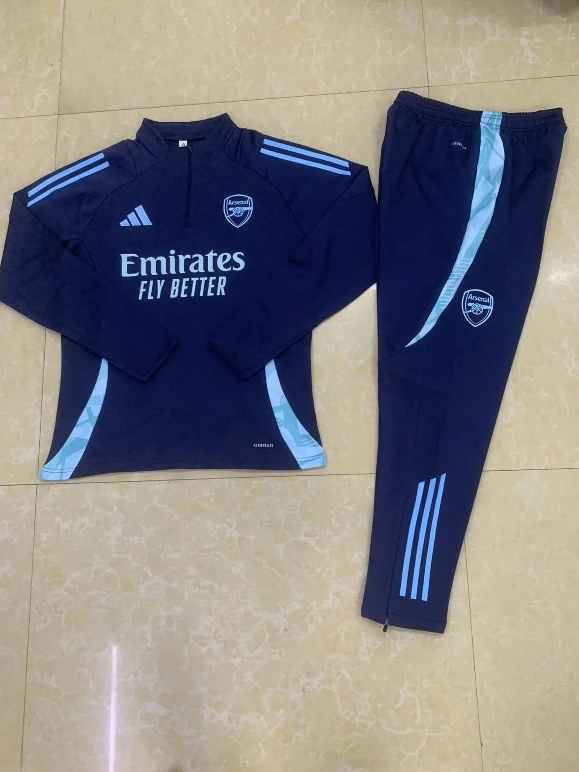 Adidas Arsenal Training Tracksuit Navy Blue with Light Blue Accents - 11