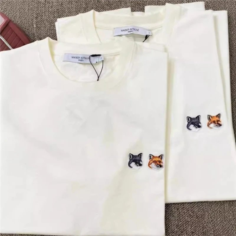 M *sune赵露思张雨绮宋茜同款夏季经典双头小狐狸刺绣情侣同款T恤 - 131810