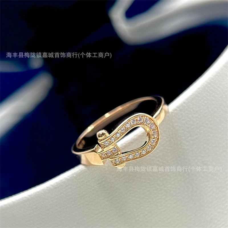 高版Fred费雷德大号马蹄扣戒指女厚金电镀斐登镶钻女对戒一件代发 - 132397