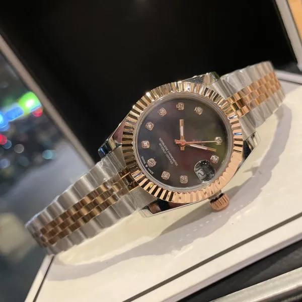 Rolex Datejust 36mm Two-Tone Black Mother-of-Pearl Diamond Dial Mechanical Watch - 1