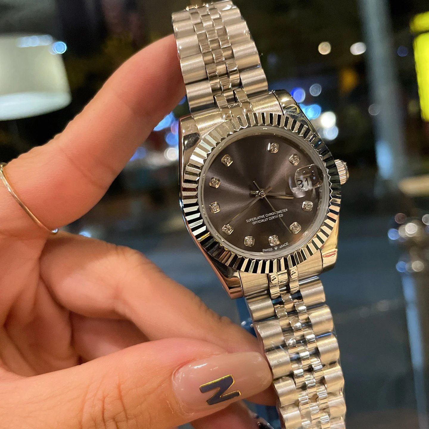 Rolex Datejust 31mm Gray Dial Diamond Hour Markers Stainless Steel Watch - 1