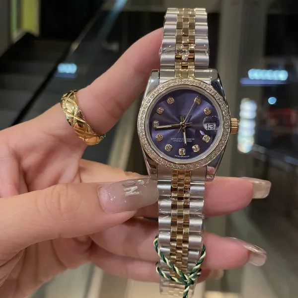 Rolex Datejust 26mm Purple MOP Diamond Bezel Two-Tone Steel and Gold Watch - 1