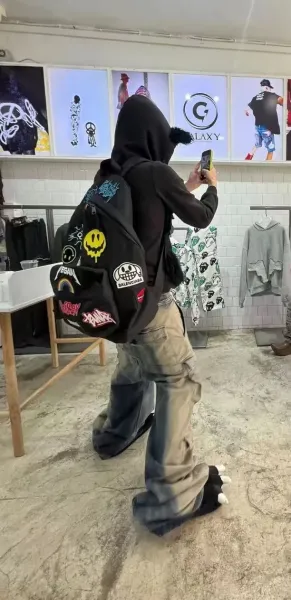 Balenciaga x Various Artists Sticker-Decorated Black Backpack - 15