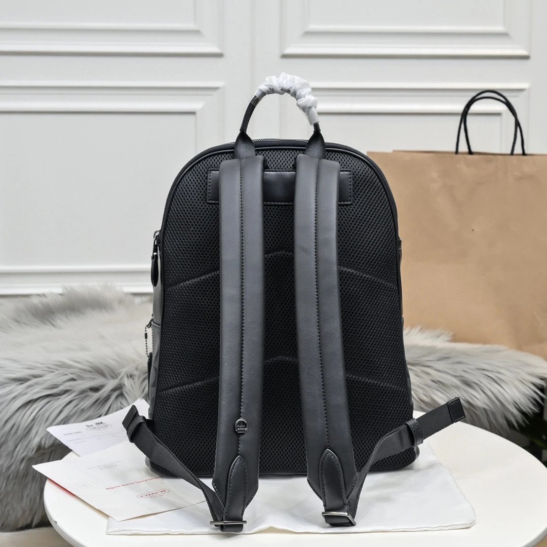 Coach Signature Monogram Gray Black Casual Backpack - 4