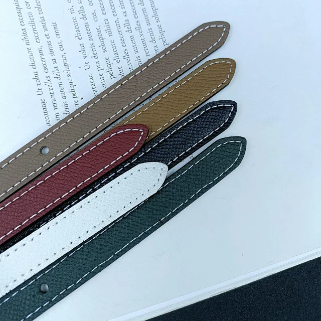 Unbranded Belts Stitched belt with rectangular gold-tone buckle and equestrian emblem product detail image 8