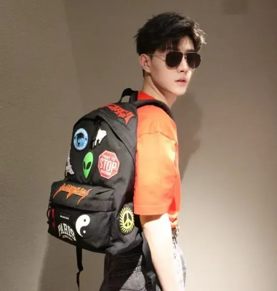 Balenciaga x Various Artists Sticker-Decorated Black Backpack - 19