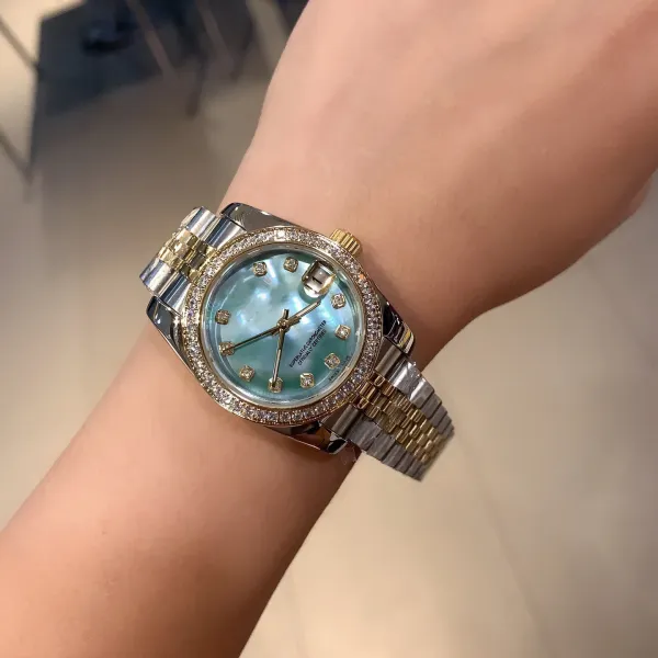 Rolex Datejust Green Mother-of-Pearl Dial Diamond Bezel Steel Watch - 6