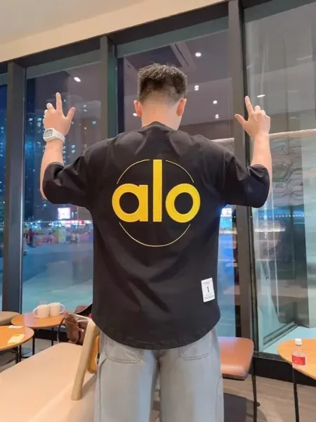 Alo Alo Logo Embroidered Back Print T-Shirt White - 6