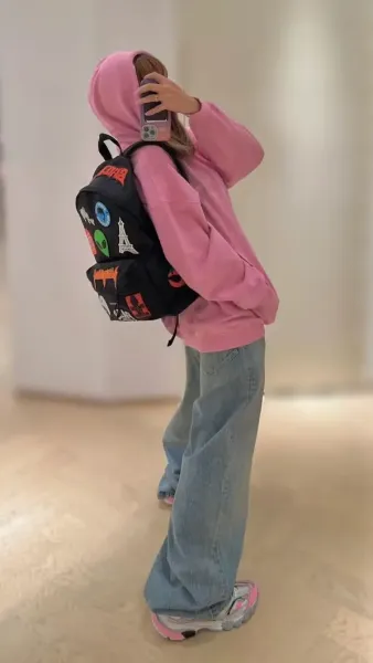 Balenciaga x Various Artists Sticker-Decorated Black Backpack - 9