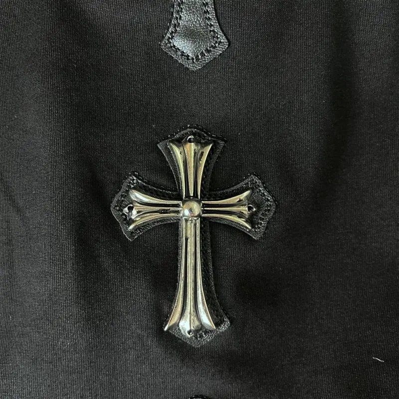 Chrome Hearts Pink Cross Logo T-Shirt Black - 14