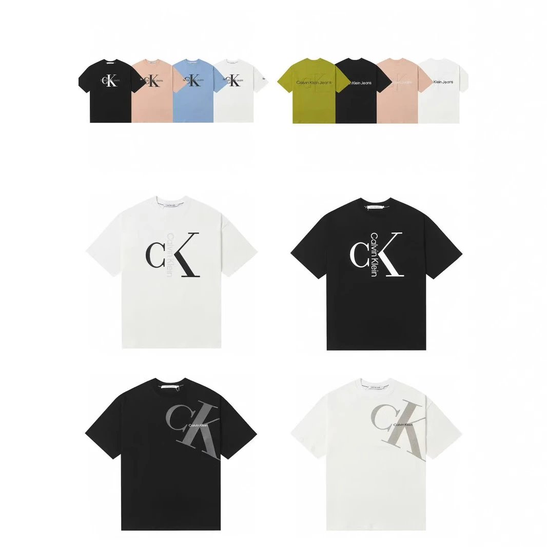 CK男女同款夏季刺绣浮雕宽松T恤衫休闲大码情侣印花简约半袖 - 133683