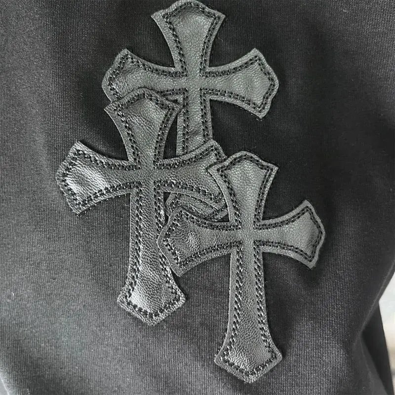 Chrome Hearts Pink Cross Logo T-Shirt Black - 16
