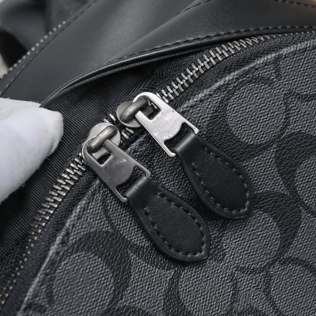 Coach Signature Monogram Gray Black Casual Backpack - 6