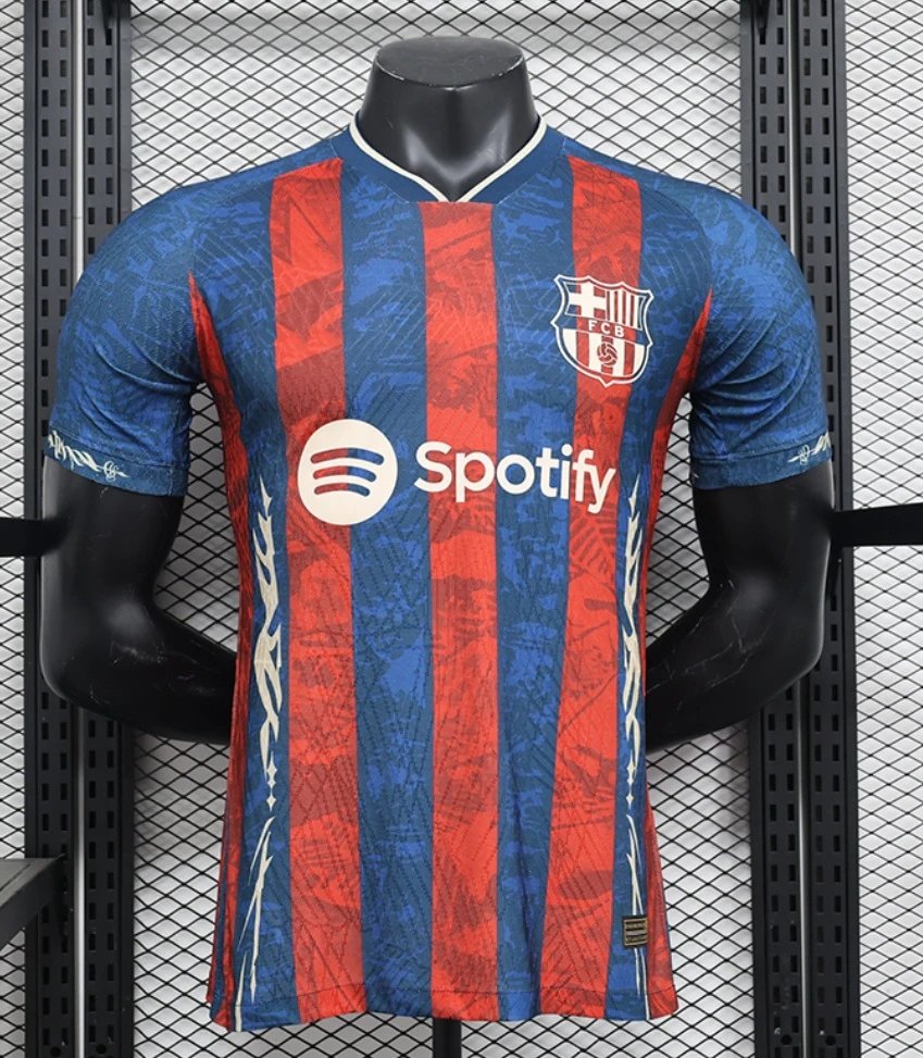 FC Barcelona x Spotify 2024 Home Jersey Red Blue Stripe - 1