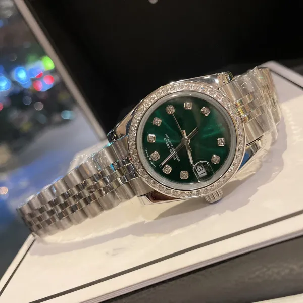 Rolex Datejust Green Mother-of-Pearl Dial Diamond Bezel Steel Watch - 1
