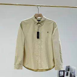 thumbnail for High version raff shirt RL pony embroidery solid color oxford textile men's and women's casual and versatile loose long-sleeved shirt