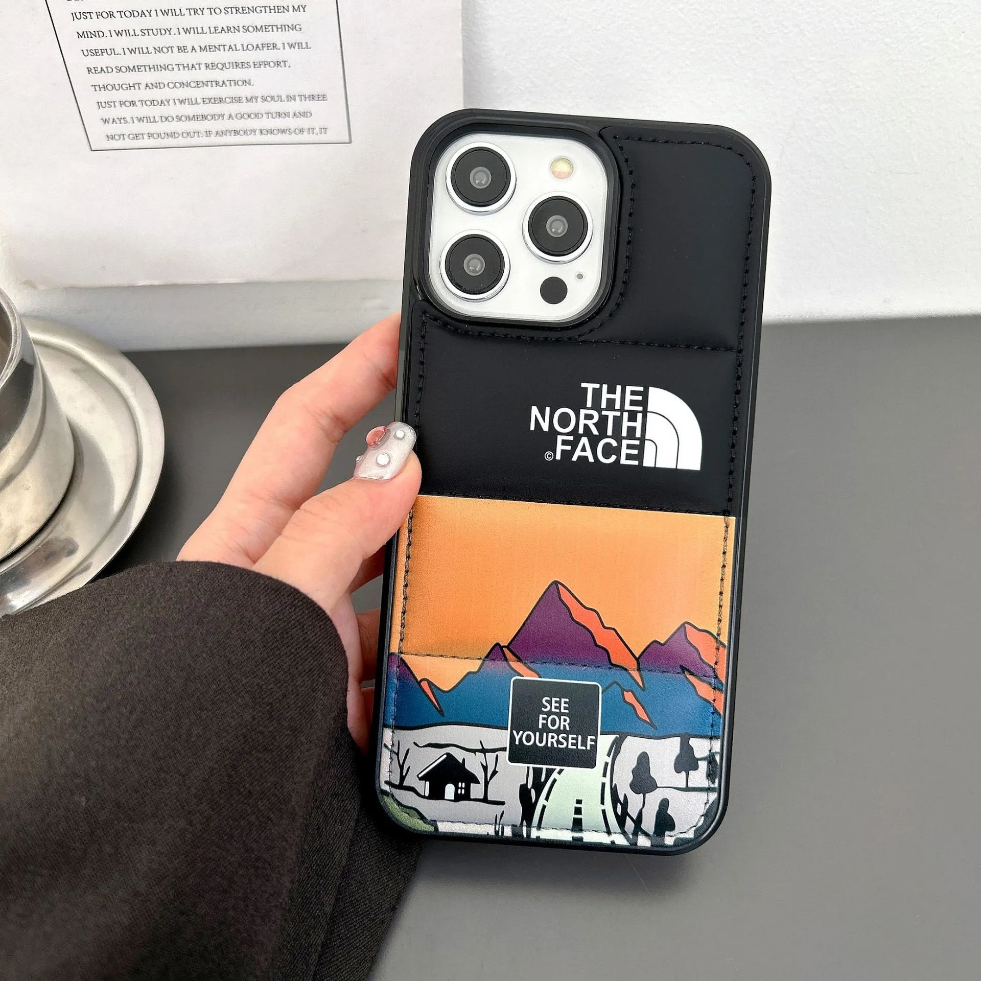 爆款潮牌大孔充棉羽绒服手机壳苹果15适用iphone13Pro外贸三星s23 - 132242