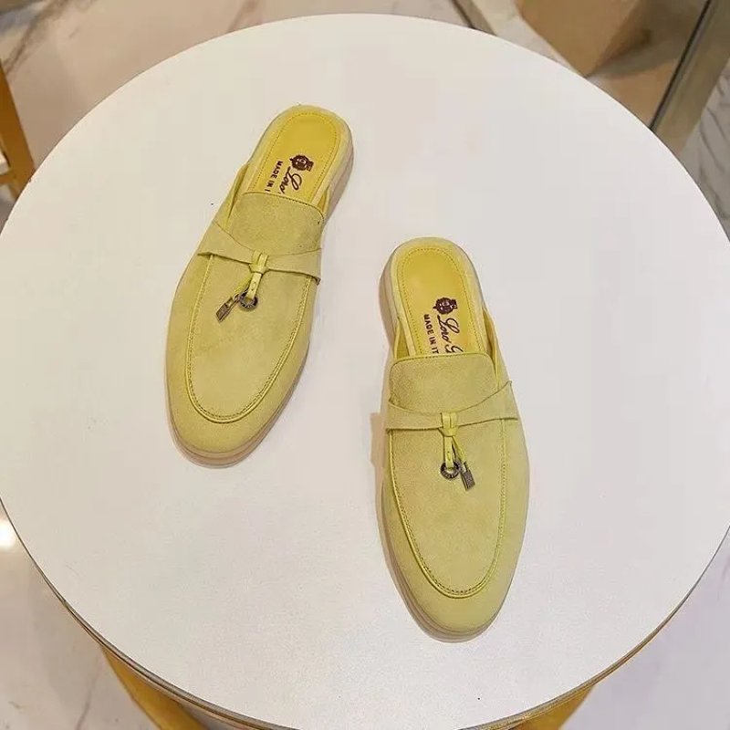 Loafer Mule Yellow Suede Slip-On Shoes