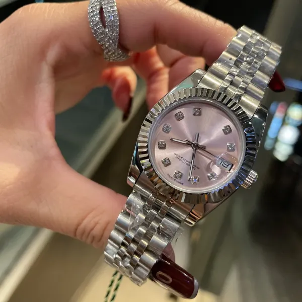 Rolex Datejust 36mm Pink Dial Diamond Hour Markers Stainless Steel Watch - 1