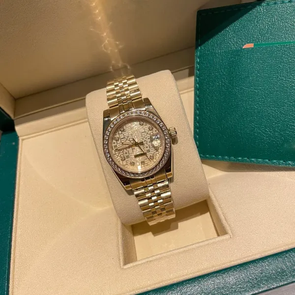 Rolex Datejust 36mm Yellow Gold Diamond Bezel with Guilloché Dial Mechanical Watch - 1