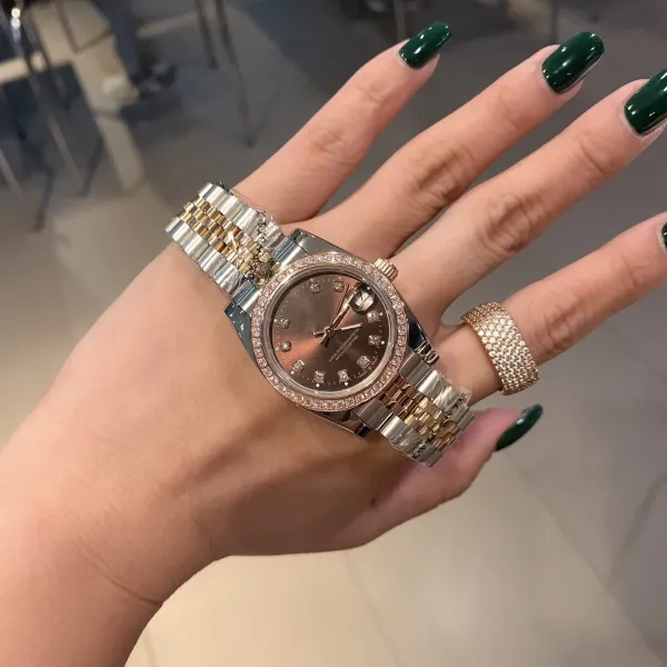 Rolex Datejust Green Mother-of-Pearl Dial Diamond Bezel Steel Watch - 3