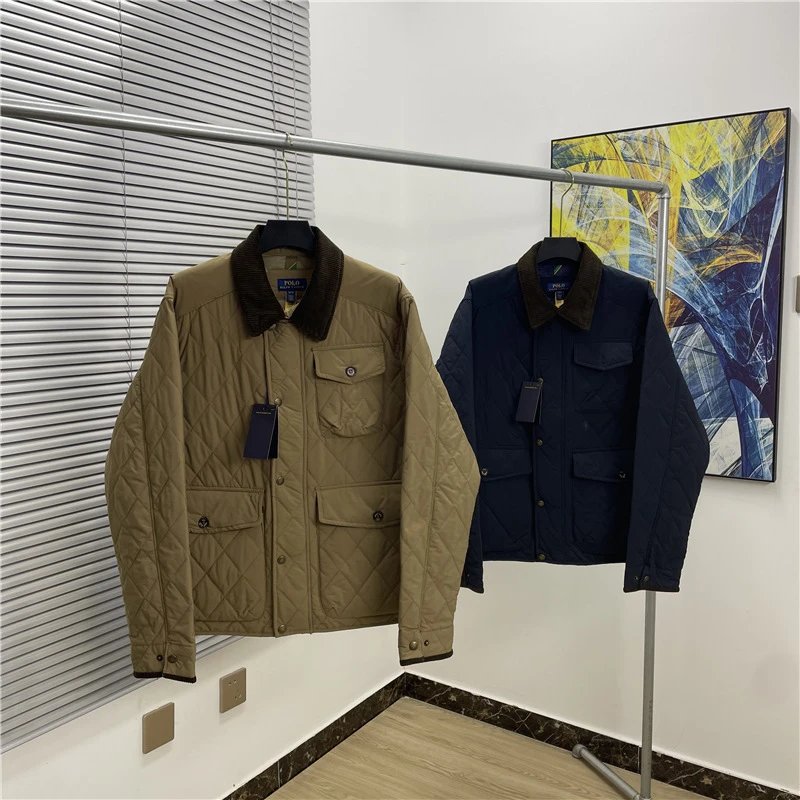 （BestQua&hellip;）2025可扫码RL美式工装小马标薄棉服女老钱风菱格夹棉外套 - 132560