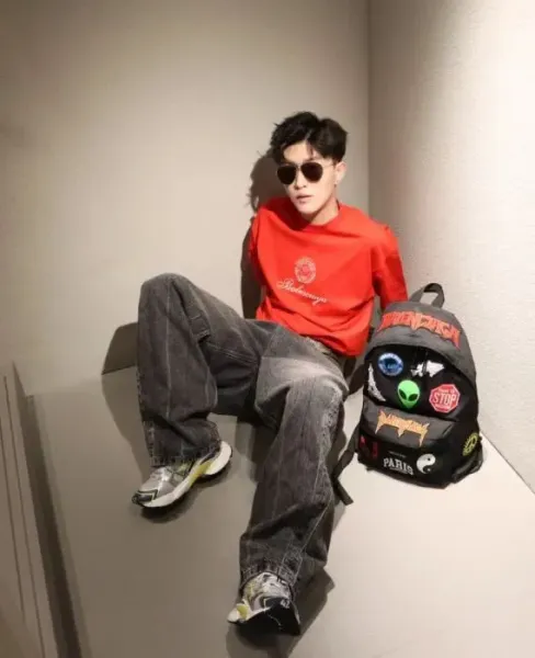 Balenciaga x Various Artists Sticker-Decorated Black Backpack - 8