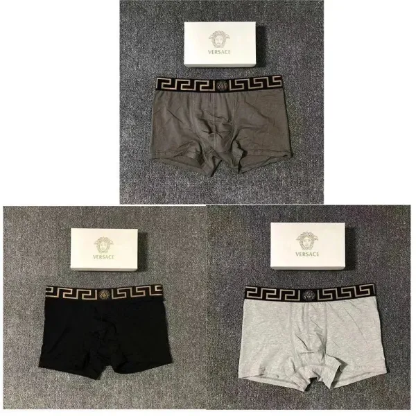 Versace Medusa Logo Waistband Boxer Briefs in Black, Gray, and Charcoal - 1