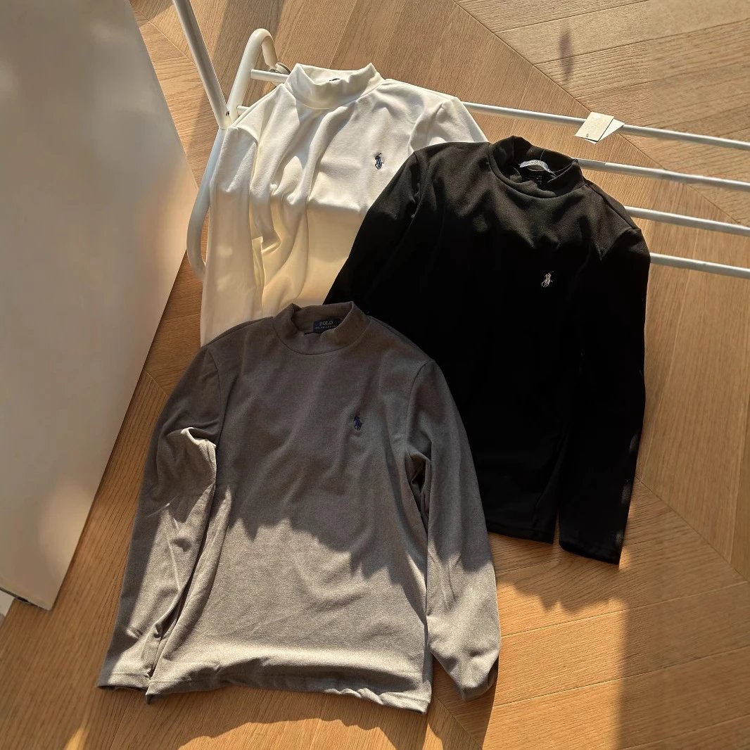 （BestQua&hellip;）高版本刺绣小马标双面德绒半高领打底衫男情侣款套头长袖T恤 - 132934