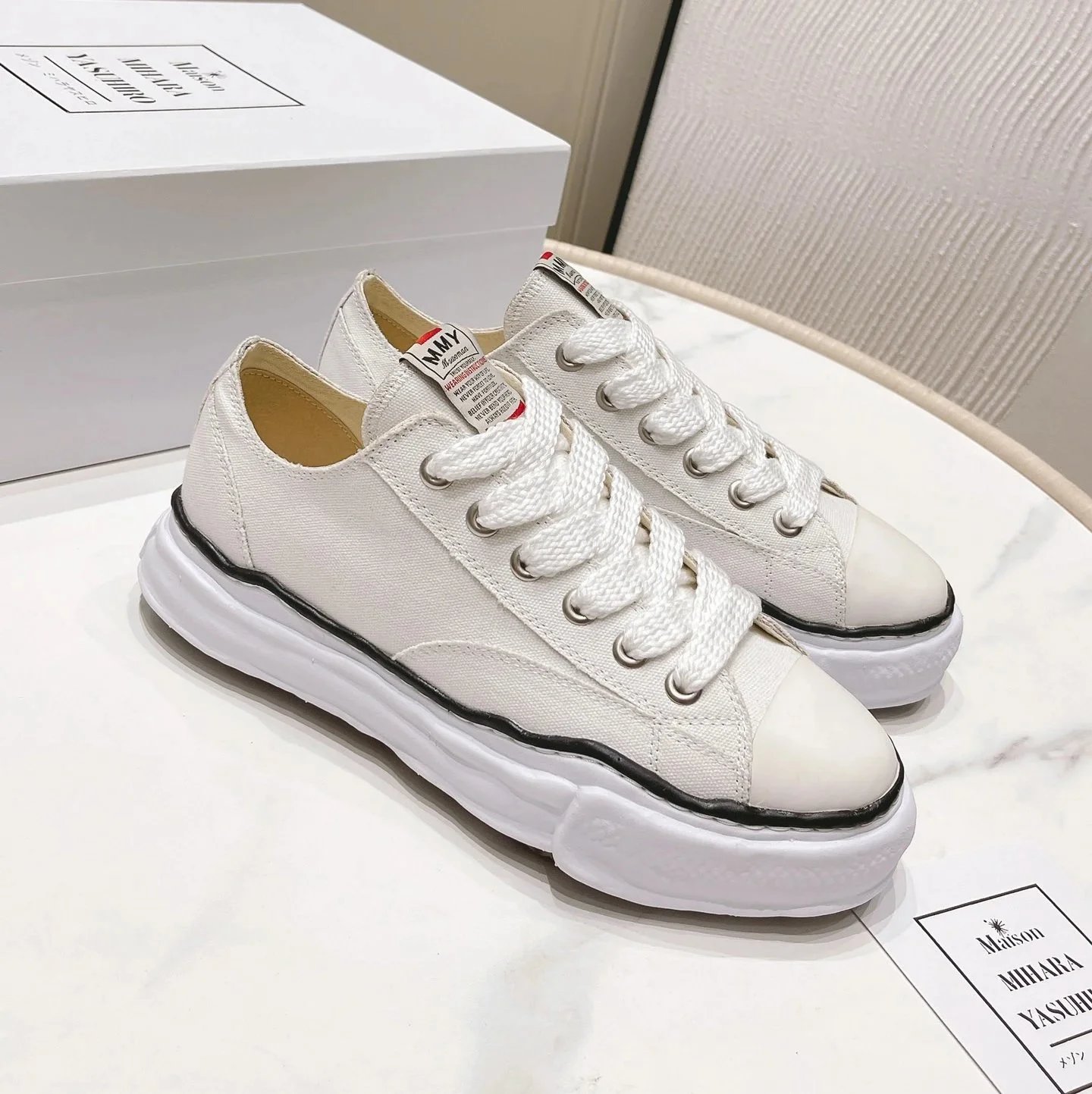 Maison Mihara Yasuhiro MM6 Canvas Sneakers White